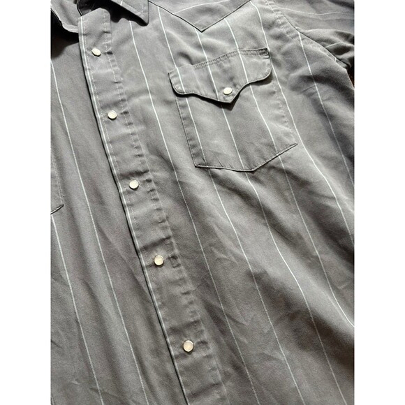 VTG Flying R Ranchwear Western Shirt Mens L Gray Striped Pearl Snap USA made - Picture 4 of 13